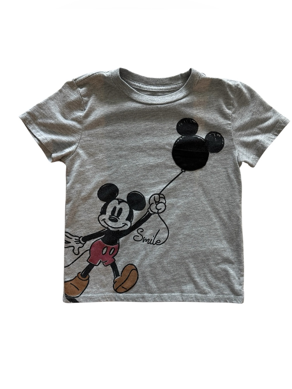 Disney Mickey Mouse Smile Balloon Tee Toddler Boys Girls 5T Gray Graphic Shirt